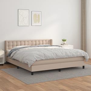 VidaXL Boxspring met matras kunstleer cappuccinokleurig 180x200 cm