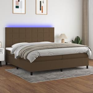 VidaXL Boxspring met matras en LED stof donkerbruin 200x200 cm