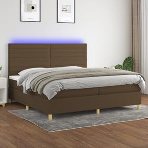 VidaXL Boxspring met matras en LED stof donkerbruin 200x200 cm