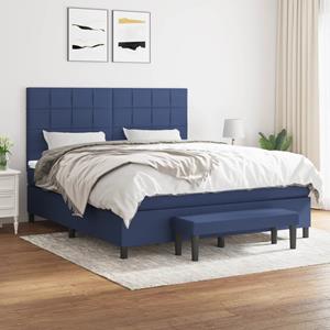 VidaXL Boxspring met matras stof blauw 160x200 cm