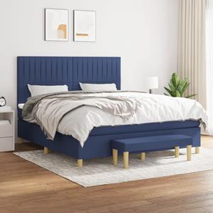 VidaXL Boxspring met matras stof blauw 180x200 cm