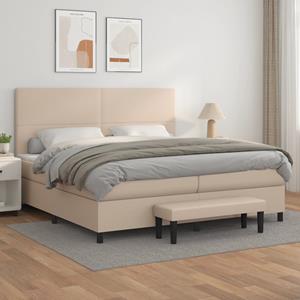 VidaXL Boxspring met matras kunstleer cappuccinokleurig 200x200 cm