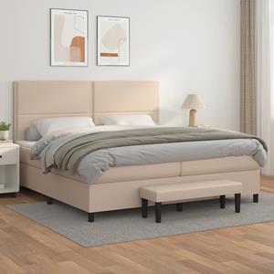 VidaXL Boxspring met matras kunstleer cappuccinokleurig 200x200 cm