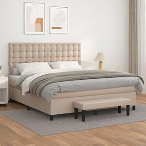 VidaXL Boxspring met matras kunstleer cappuccinokleurig 160x200 cm