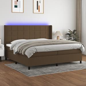 VidaXL Boxspring met matras en LED stof donkerbruin 200x200 cm