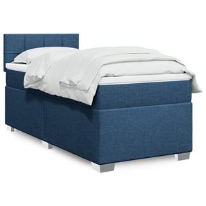 VidaXL Boxspring met matras stof blauw 90x190 cm