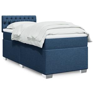 VidaXL Boxspring met matras stof blauw 90x190 cm