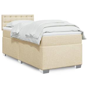 VidaXL Boxspring met matras stof crèmekleurig 90x190 cm