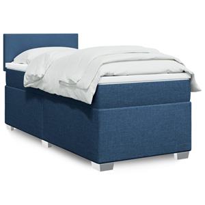 VidaXL Boxspring met matras stof blauw 100x200 cm