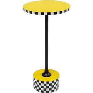 Kare Design Kare Bijzettafel Domero Checkers Yellow Ø25cm