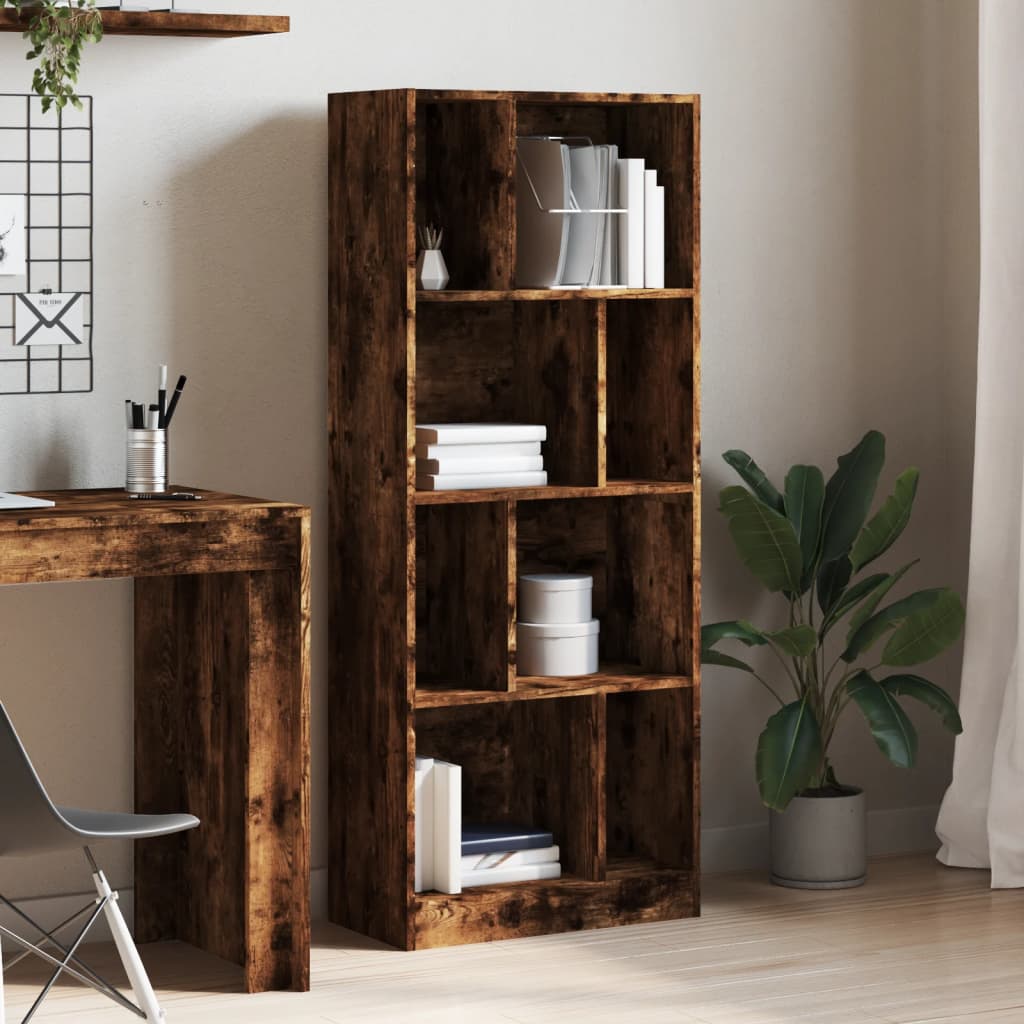 vidaXL Boekenkast 57x28,5x141 cm bewerkt hout gerookt eikenkleurig