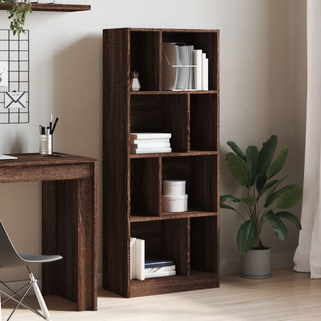 vidaXL Boekenkast 57x28,5x141 cm bewerkt hout bruin eikenkleurig