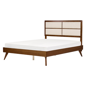 BELIANI Bed hout donkerbruin/beige 160 x 200 cm POISSY