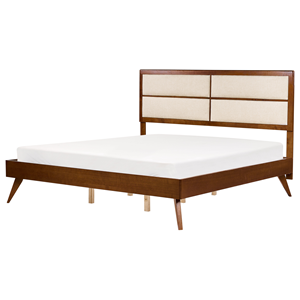 BELIANI Bed hout donkerbruin/beige 180 x 200 cm POISSY