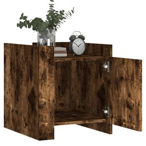 vidaXL Nachtkastje 45x50x50 cm bewerkt hout gerookt eikenkleurig