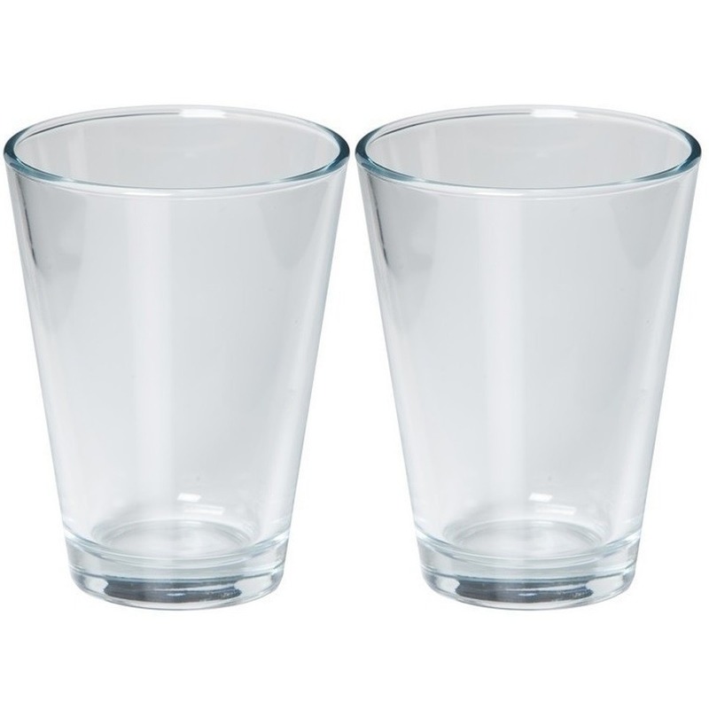 Merkloos 2x Conische vazen helder glas 11 x 15 cm -