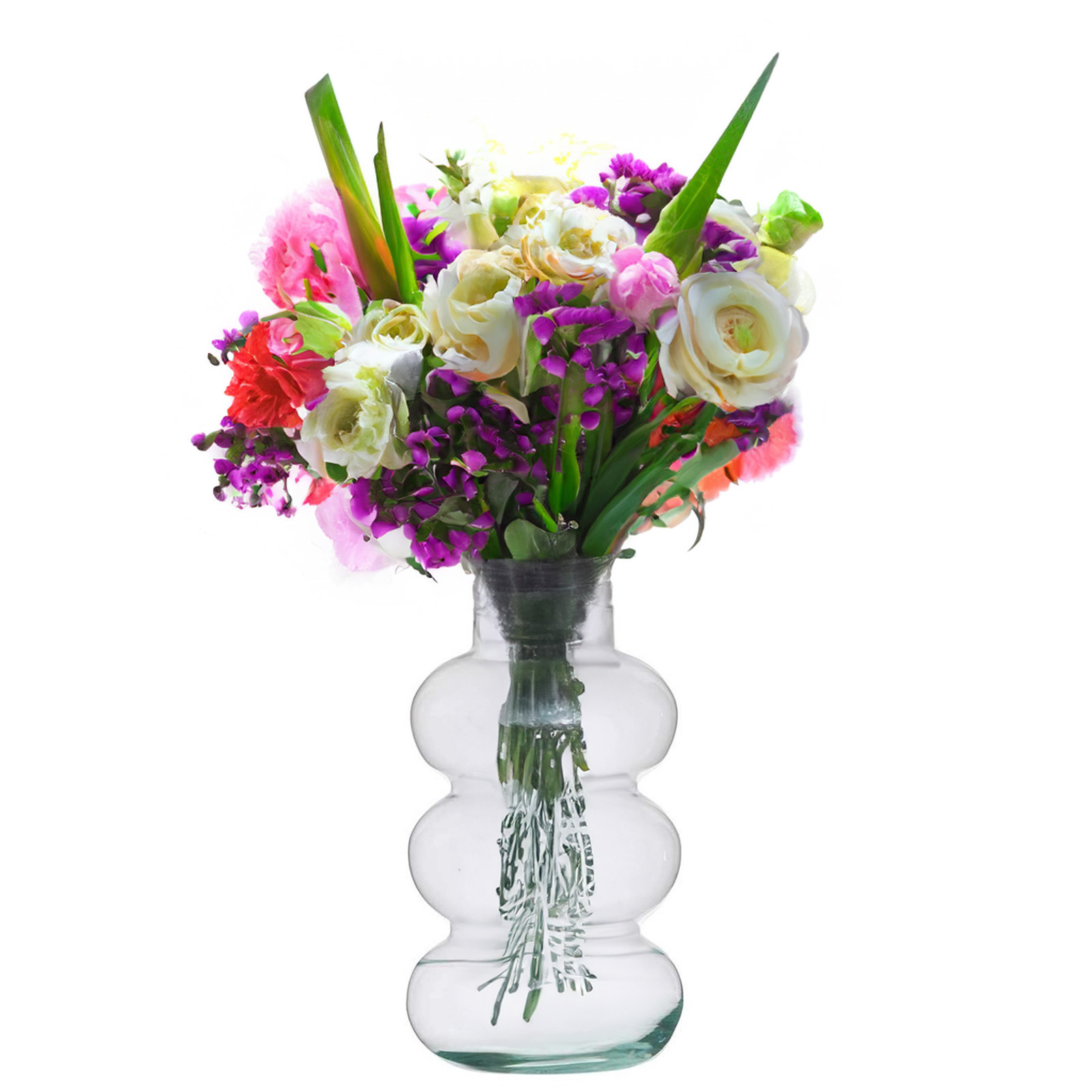 Giftdecor Bloemenvaas Bubble - luxe deco glas - helder transparant - D21 x H35 cm - sierlijk vaas -