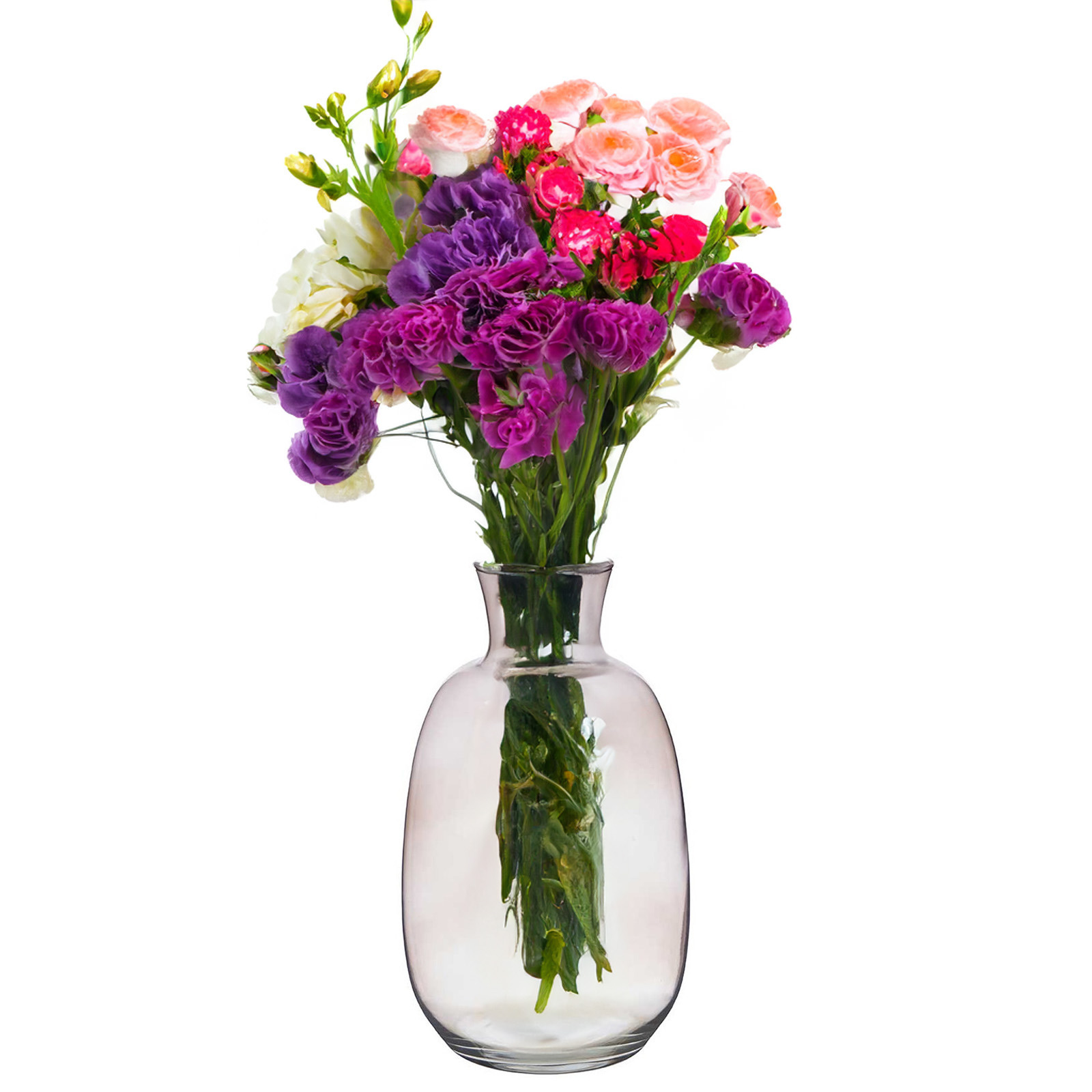 Giftdecor Bloemenvaas Crystal - luxe deco glas - grijs transparant - D21 x H36 cm - ovale bol vaas -