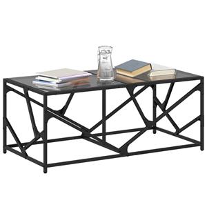 vidaXL Salontafel met zwart glazen blad 98,5x50x41 cm staal