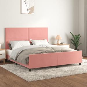 VidaXL Bedframe met hoofdeinde fluweel roze 160x200 cm