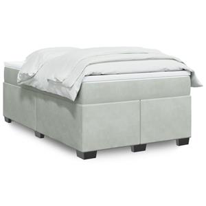 VidaXL Boxspring met matras fluweel lichtgrijs 120x200 cm