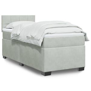 VidaXL Boxspring met matras fluweel lichtgrijs 90x190 cm