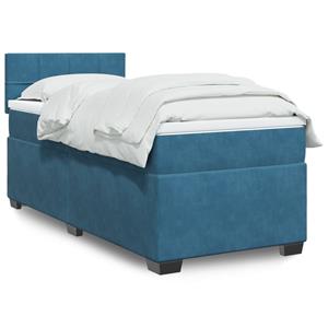 VidaXL Boxspring met matras fluweel blauw 100x200 cm