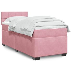 VidaXL Boxspring met matras fluweel roze 100x200 cm