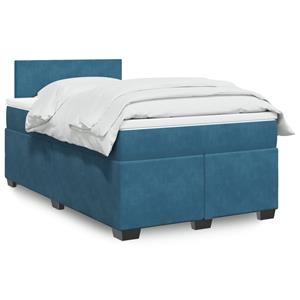 VidaXL Boxspring met matras fluweel blauw 120x190 cm