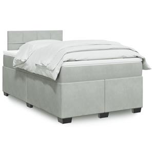 VidaXL Boxspring met matras fluweel lichtgrijs 120x190 cm