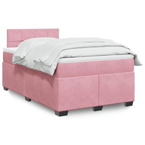 VidaXL Boxspring met matras fluweel roze 120x200 cm