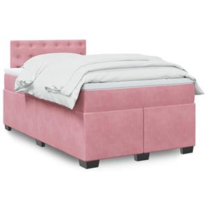 VidaXL Boxspring met matras fluweel roze 120x200 cm