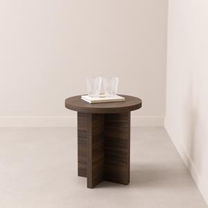 STALUX Ronde Bijzettafel Celine 40cm - bruin notenhout