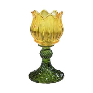 Mars & More Waxinelichthouder Tulp Glas Geel 15cm