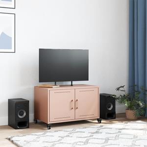 vidaXL Tv-meubel 68x39x43,5 cm koudgewalst staal roze