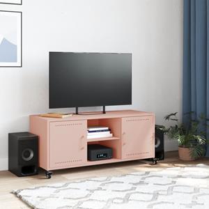 vidaXL Tv-meubel 100,5x39x43,5 cm koudgewalst staal roze