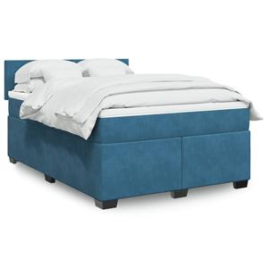 VidaXL Boxspring met matras fluweel blauw 140x190 cm