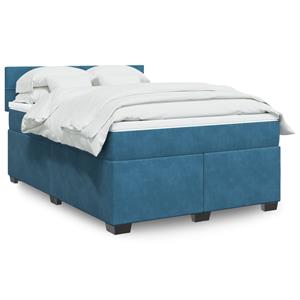 VidaXL Boxspring met matras fluweel blauw 140x190 cm