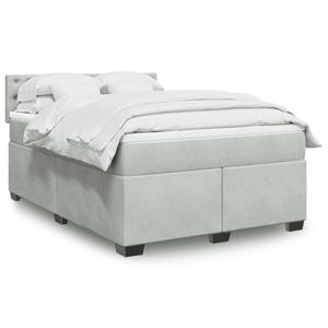 VidaXL Boxspring met matras fluweel lichtgrijs 140x190 cm