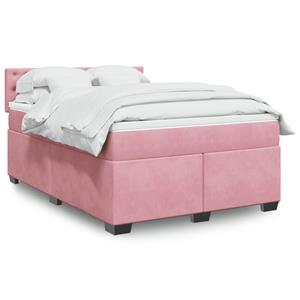 VidaXL Boxspring met matras fluweel roze 140x190 cm