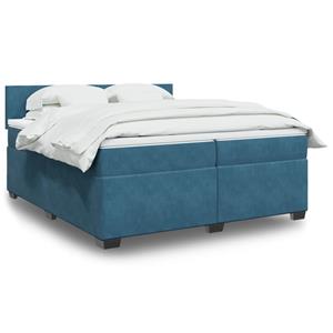 VidaXL Boxspring met matras fluweel blauw 200x200 cm