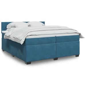 VidaXL Boxspring met matras fluweel blauw 200x200 cm