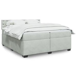 VidaXL Boxspring met matras fluweel lichtgrijs 200x200 cm