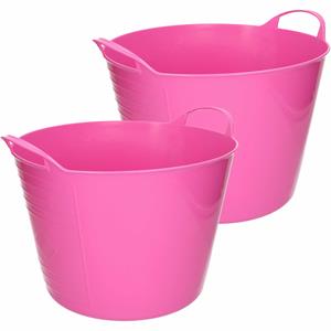 Excellent Houseware Flexibele emmer - 2x - roze - 15 liter - kunststof - 35 x 29 cm -