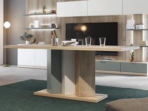 Mobistoxx Eettafel ASOLINE DELUXE 180 cm hoogglans wit/brooklyn eik met verlengstukken