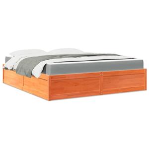 VidaXL Bed met matras massief grenenhout wasbruin 180x200 cm