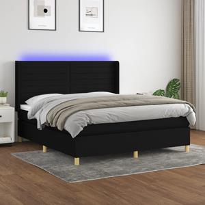 VidaXL Boxspring met matras en LED stof zwart 160x200 cm