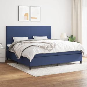 VidaXL Boxspring met matras stof blauw 200x200 cm