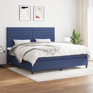 VidaXL Boxspring met matras stof blauw 200x200 cm