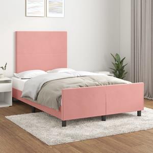 VidaXL Bedframe met hoofdeinde fluweel roze 120x200 cm